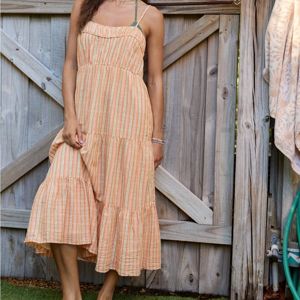 NWOT Aerie Peach and Cream Striped Maxi Dress